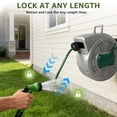 thumbnail image 4 of PRIJESS 100 FT Retractable Hose Reel 1/2 in, Wall Mount Garden Water Hose for Car Wash & Pet Bath, Automatic Slow Rewind, Any Length Lock & 180° Swivel, Includes 7-Pattern Nozzle & Hardware, 4 of 9