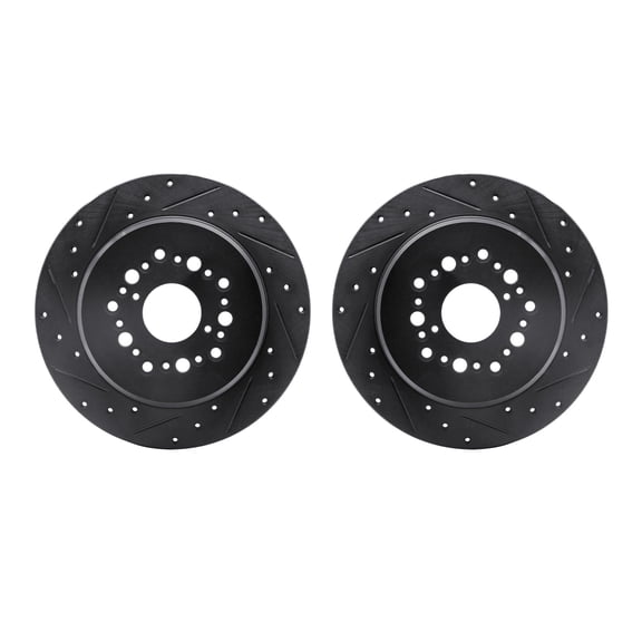Dynamic Friction Company Rear Brake Rotors-Drilled and Slotted-Black 8002-75024