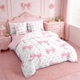 thumbnail image 2 of Erosebridal Pink Bow 7-Piece Twin Bedding Sets For Girls,Kawaii Geometric Circles Pattern Bedding Comforter Set For Kids,Pink Reversible, 2 of 7