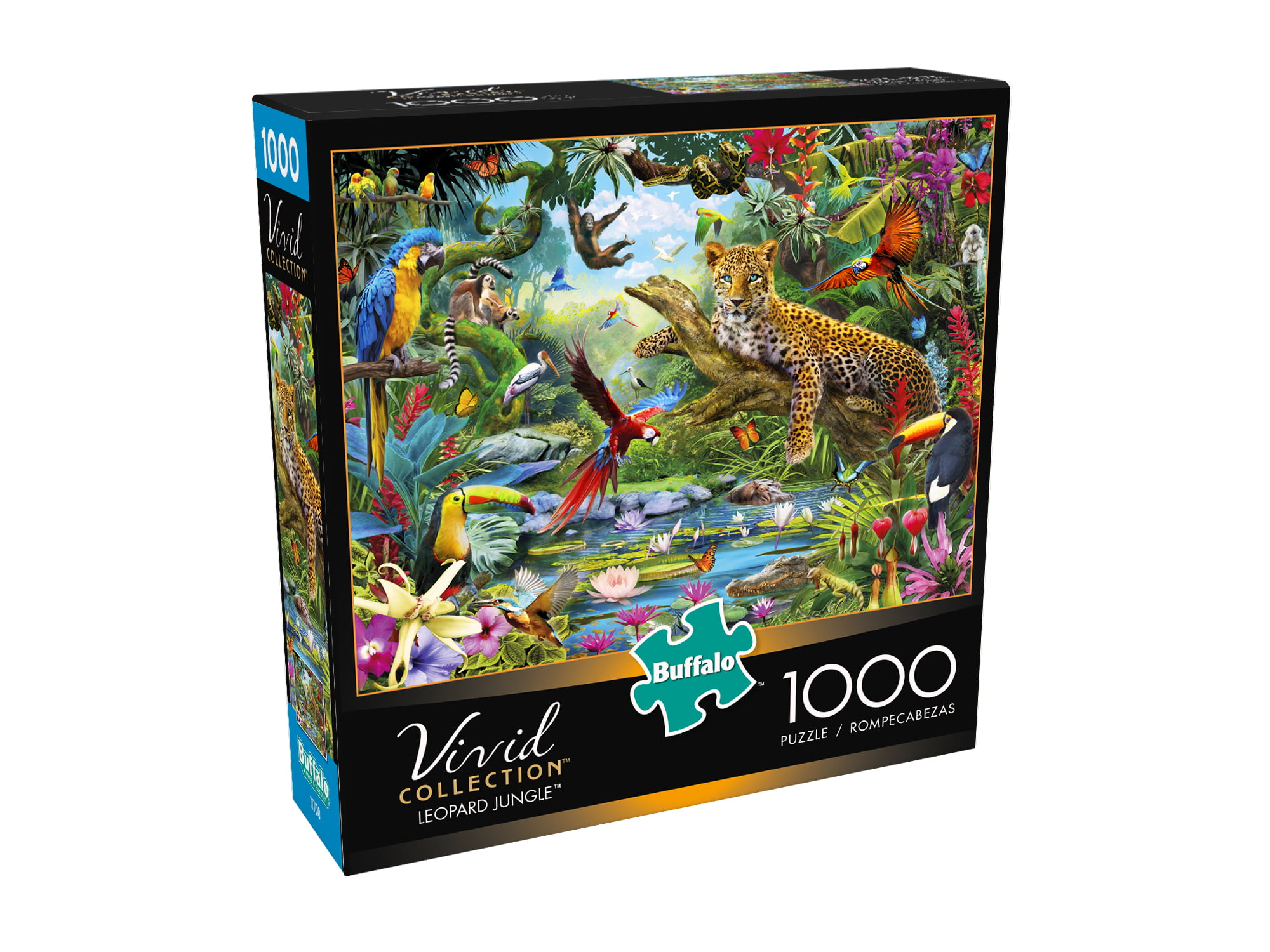 Buffalo Games Jigsaw Puzzle 1000 PC Leopard Jungle Vivid Collection 2pcs Missing for sale online 