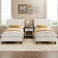 thumbnail image 2 of Velvet Upholstered Bed Frame with Tufted Headboard, Platform Bed with Adjustable Vertical Channel , No Box Spring Needed, Easy Assembly, 2 of 7