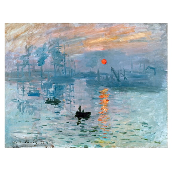 Monet Impression Sunrise Poster 12x18 Canvas Wall Art, Unframed Seascape Decor
