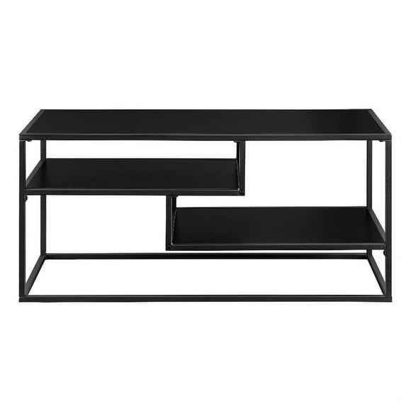 Pemberly Row Floating Wood Shelf TV Stand for TVs up to 43" - Solid Black