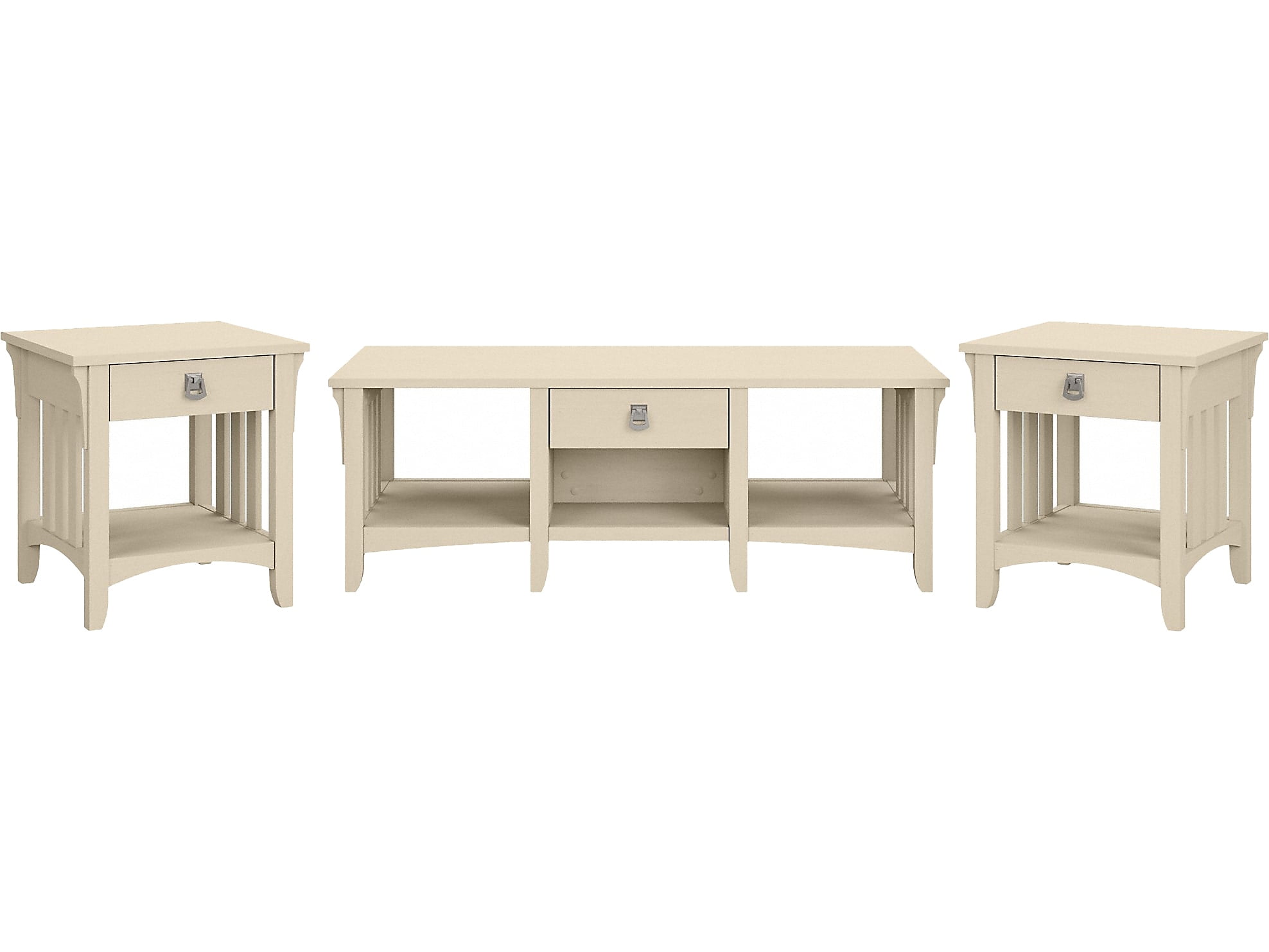 Bush Furniture Salinas 48" x 24" Coffee Table with 2 End Tables Antique