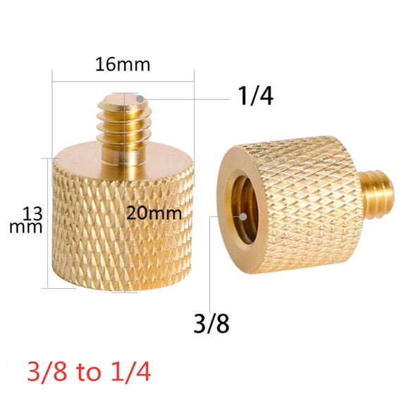 COOLHOOD Copper 1/4 Female to 3/8 Male Tripod Thread 1/4 Male to 3/8 Female Reducer Adapter Mount Screw for Photofraphy Light