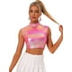 thumbnail image 1 of Top corto metálico para mujer, camisetas sin mangas holográficas brillantes sin mangas para fiesta Rosa Caliente M, 1 of 5