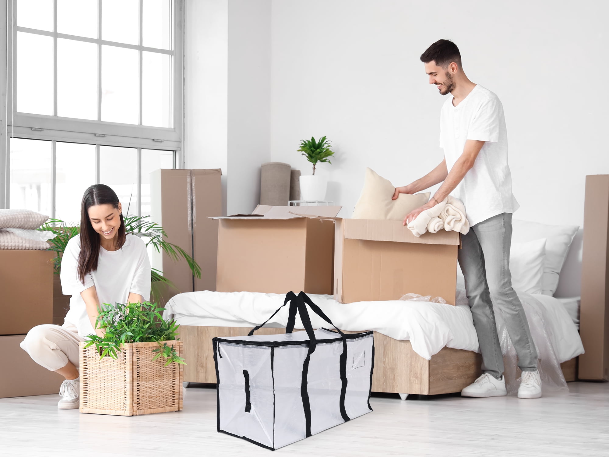 Unique Bargains 1 Pack Clothes Storage Bags Moving Bags Clear 27*14*15in