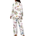thumbnail image 5 of Kuiaobaty Butterfly Flower Print Pajamas Set Women's Long Sleeve Sleepwear Set Pajamas Set Crewneck Tops T-Shirts and Pants 2 Pack Set Nightwear Soft Loungewear Full Length Pajamas, L, 5 of 7