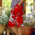 thumbnail image 2 of Lovzfmll Women's Printed Bermuda Shorts, Wide Leg Casual Shorts with Side Slit & Pockets, Summer Button Front Shorts Red, 2XL, 2 of 5