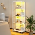 thumbnail image 6 of ModFurne Glass Display Shelf for Collectibles, LED Black Curio Cabinet, Lighted Tall Narrow Pegboard Steel Frame, Small, White, 6 of 7
