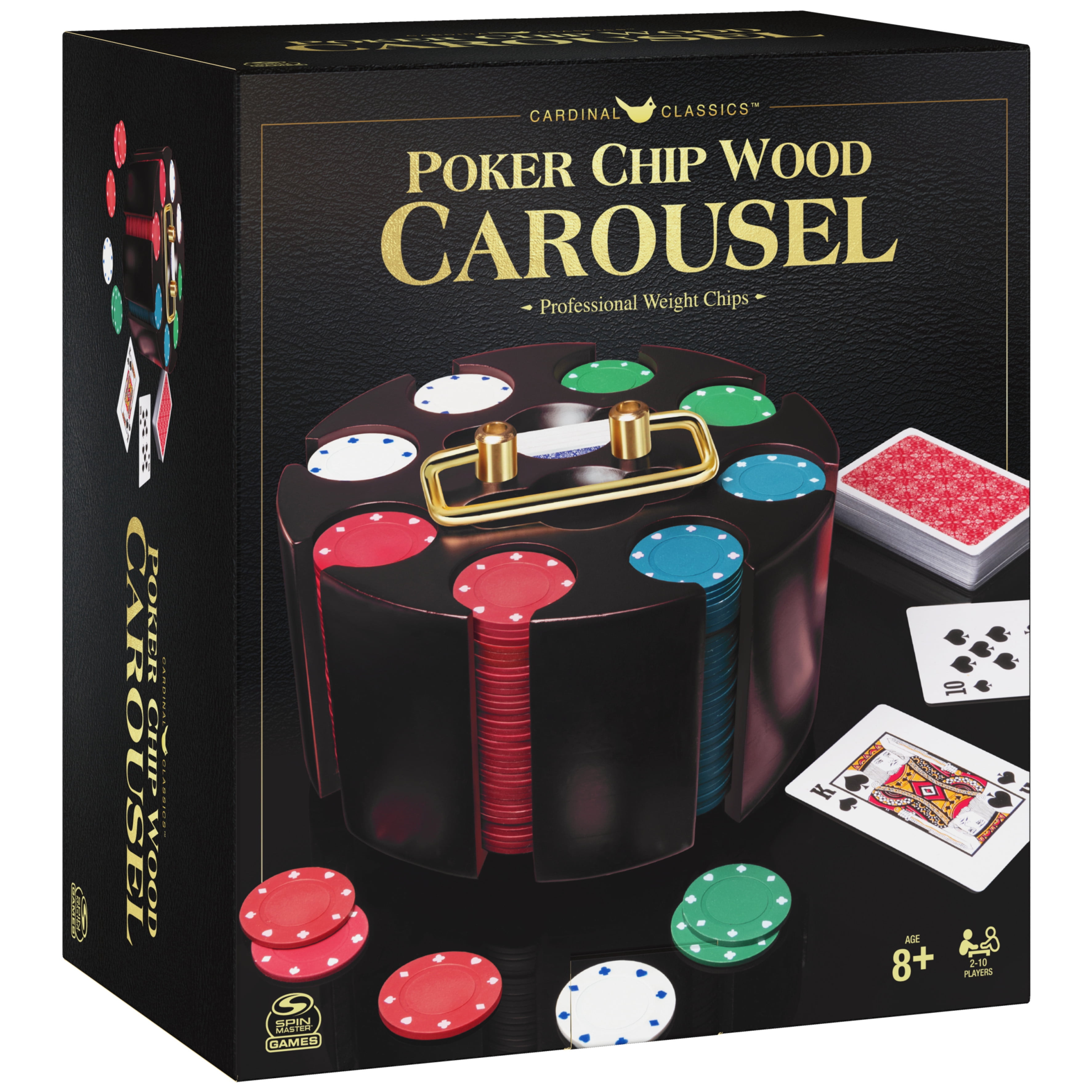 240-Piece Poker Chips with Wooden Carousel and Playing Cards, for Adults  and Kids Ages 8 and up 
