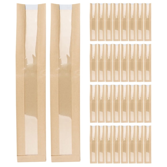 50Pcs Bread Packing Bags Paper Bread Bag with Window Loaf Bread Storage Bags Bakery Bread Bags