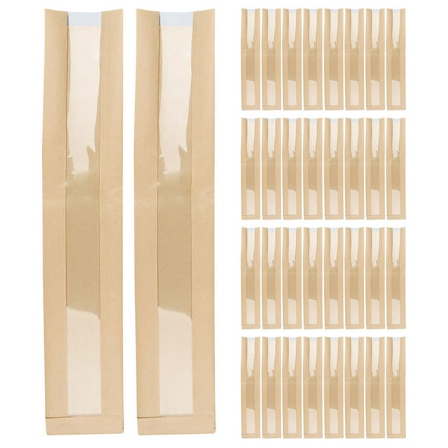 50Pcs Bread Packing Bags Paper Bread Bag with Window Loaf Bread Storage Bags Bakery Bread Bags
