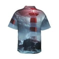 thumbnail image 3 of Daiia Lighthouse in a Stormy Sea Hawaiian Shirt for Men Gentle Cotton Regular Short Sleeve Casual-Medium, 3 of 9