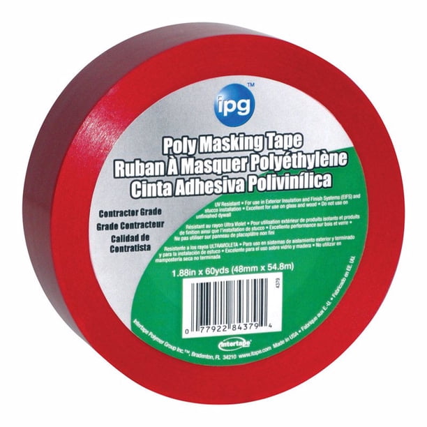 Cinta adhesiva IPG estuco roja de alta resistencia, 1,88 cm x 55 m, 1 paquete
