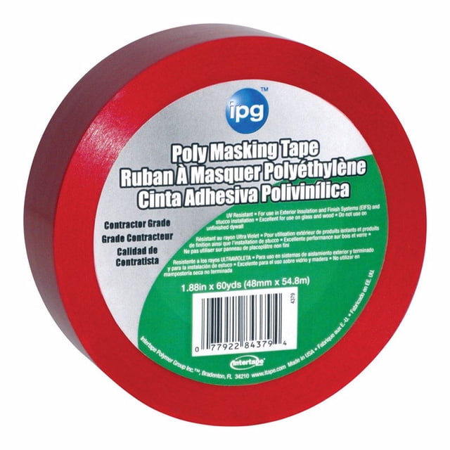 Cinta adhesiva IPG estuco roja de alta resistencia, 1,88 cm x 55 m, 1 paquete