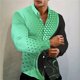 thumbnail image 1 of Camisa de manga larga para hombre, nueva moda, con solapa y botones, informal, para fiestas al aire libre, cómoda, material suave, morado, dorado y negro, talla grande, 1 of 6