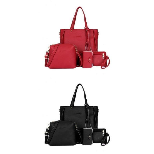 Bandolera de PU Hugo Mujer 4 Piezas Rojo + Negro