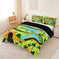 thumbnail image 2 of Homewish Dino Park Map Bedding,Cartoon Wildlife Duvet Cover Full,Green,Black Reversible,3pcs,1 Duvet Cover and 2 Pillowcases, 2 of 6