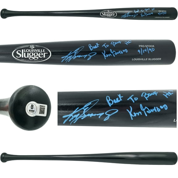 Ken Griffey Jr. & Sr. Autographed Black Louisville Slugger Pro Stock Baseball Bat Seattle Mariners "Back To Back HR 9/14/90" Beckett BAS Witness 252417