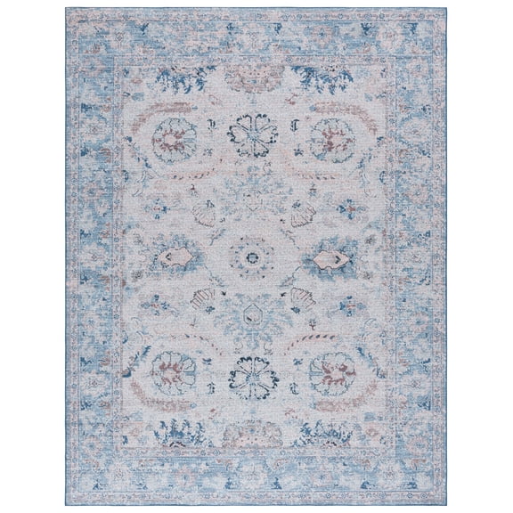 SAFAVIEH Tucson Candis Oriental Machine Washable Area Rug, Blue/Beige, 9' x 12'