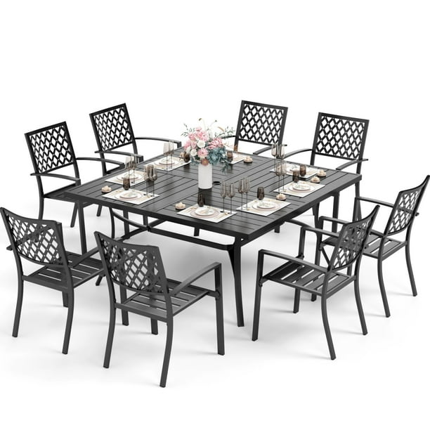 Sophia & William 9 Piece Outdoor Metal Patio Dining Set 60" Square