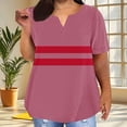 thumbnail image 2 of Sexlip Womens Swimsuit Set Chest Stripe Cover Up Design V Neck Short Sleeve Casual Silhouette Breathable Fabric for Casual Beach Days Red L, 2 of 5