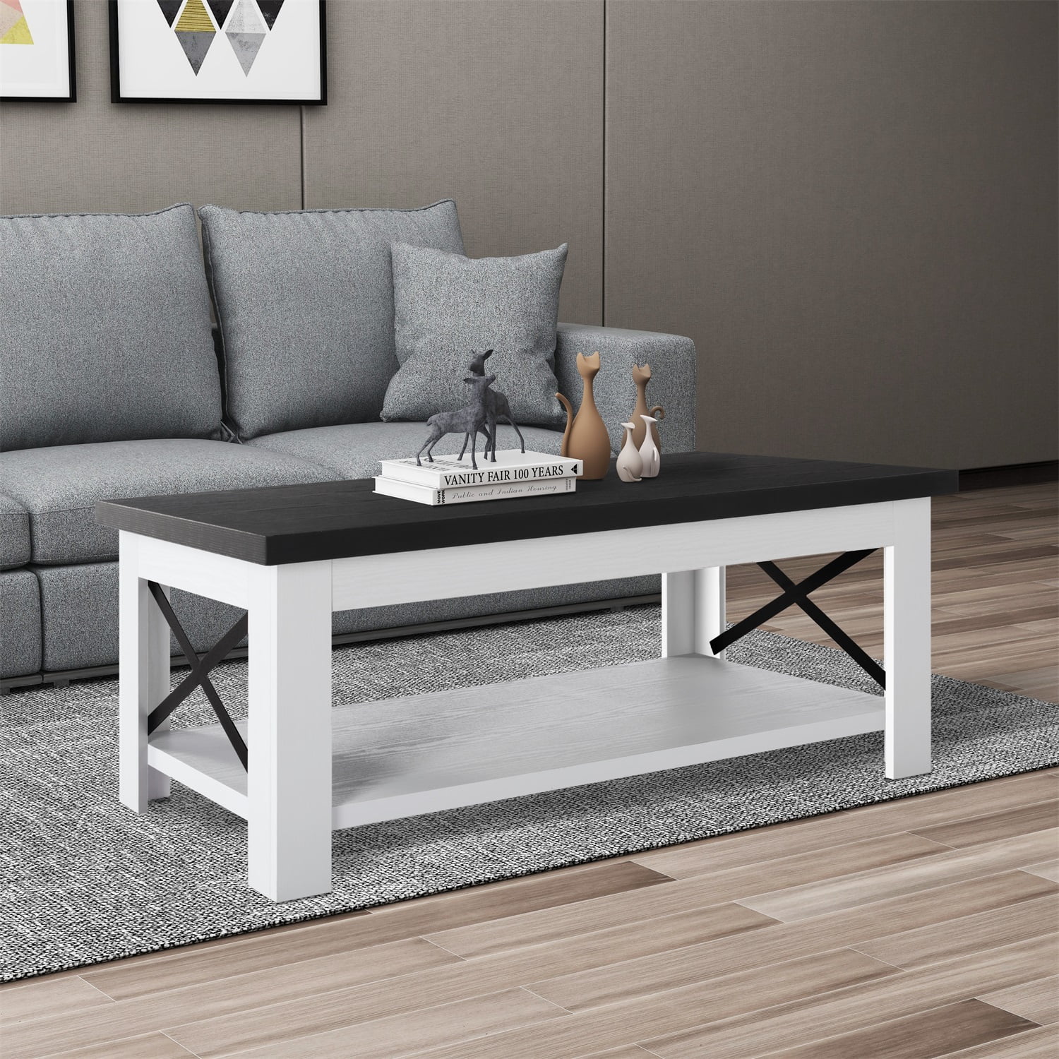 Kadyn 47.2" Rectangular Coffee Table, MDF Coffee Table for Living Room, Modern MDF Side Table, White Kadyn 47.2" Rectangular Coffee Table, MDF Coffee Table for Living Room, Modern MDF Side Table, White