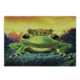 thumbnail image 1 of Animal Cutting Board, Frog Prince with Golden Yellow Crown on Rocks Soul Mates Illustration, Decorative Tempered Glass Cutting and Serving Board, Small Size, Green Yellow, by Ambesonne, 1 of 1