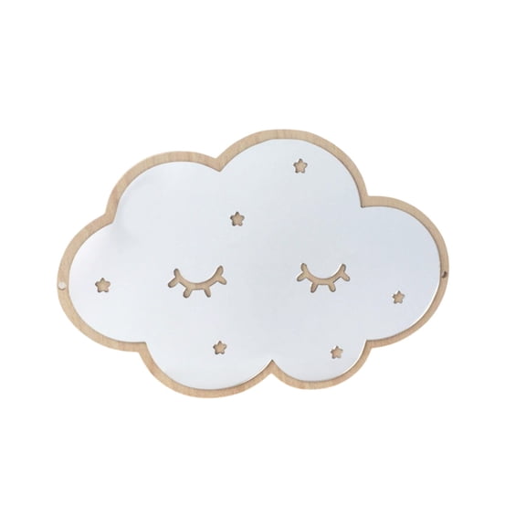 Mauxuk Stylish Acrylic Wall Mirror with Wooden Base - Self Adhesive, HD Reflective, for Home & Office, 11.02x7.08 Inches