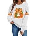thumbnail image 6 of Ynynloco Women's Pumpkin Graphic with Bow Sweatshirts Crewneck Casual Fall Long Sleeve Tops, 6 of 7