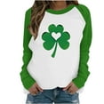 thumbnail image 4 of Kilaqueen Sweatshirt for Women St Patricks Day Shamrock Raglan Long Sleeve Crew Neck Pullover Tops, 4 of 5