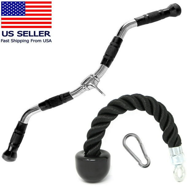 Fitness Maniac Curl Bar Cable Attachment Ez For Gym Lat Pulldown Machine Accessories Pull Down
