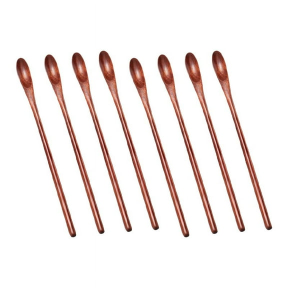 NEW Wood Iced Tea Spoons Small Stirring Spoon Long Handle Cocktail Wooden Coffee Mixing 8 Pieces