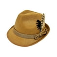 thumbnail image 4 of Sombrero Homburg para hombre con banda de plumas, tocado decorativo de moda para carnaval Plumas negras, 4 of 9
