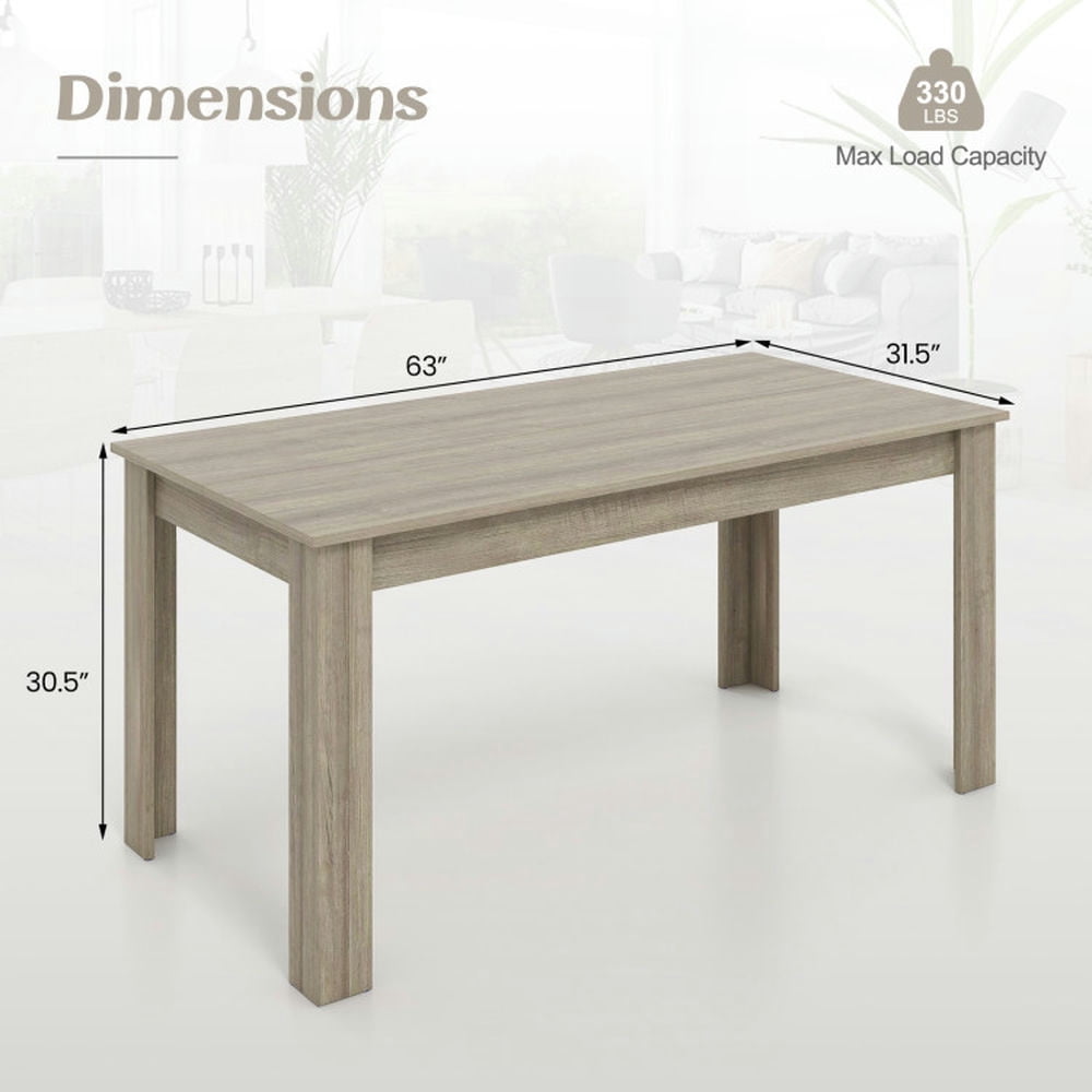 Spaco 63 Inch Rectangular Modern Dining Kitchen Table-Light Gray,