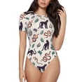 thumbnail image 1 of Balery Black Cat And Snake Body de cuello redondo de manga corta para mujer Tops de manga corta Tops básicos-Large, 1 of 7