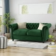 thumbnail image 3 of Noble House Aaniya Velvet Tufted Chesterfield Loveseat Sofa, Emerald, 3 of 13