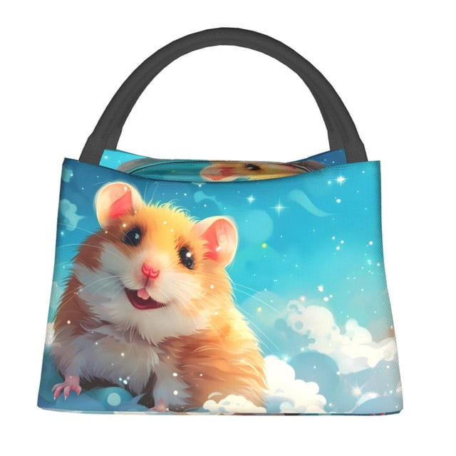 Fotbe Cloud Cute Hamster Bolsa Térmica Portátil con Estampado, Bolsa de Entrega de Alimentos Aislada, Bolsa Reutilizable de Gran Capacidad para Comidas y Supermercado