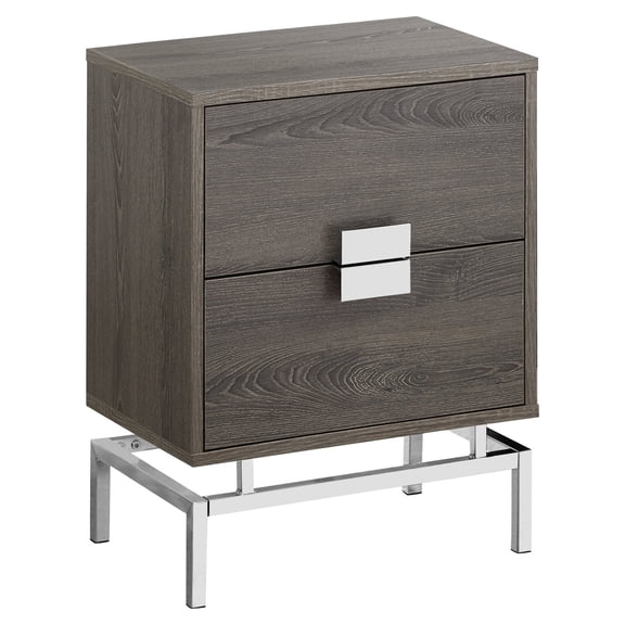 Monarch 18" Storage Accent End Table in Dark Taupe and Chrome