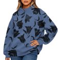 thumbnail image 5 of Wutalume Women's Fashion Floral Print Long Sleeve High Neck Sweatshirt Top, Elegant and Comfortable for Casual and Dressy Wear, with a Relaxed Fit and Beautiful Patterns,Blue XL, 5 of 5