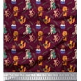 thumbnail image 1 of Soimoi polyester Crepe Fabric Leaves,Musical Instruments & Animals Kids Fabric Prints By Yard 52 Inch Wide, 1 of 3