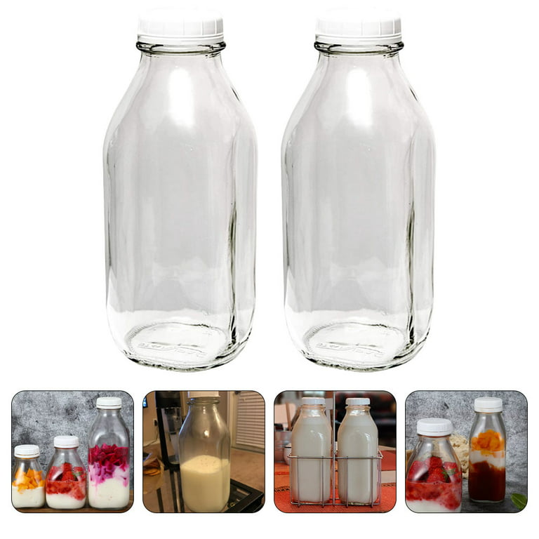 NUOLUX Milk Glass Bottles Wholesale Bottle Jug Vintage Lids Container Jars  Jar Small 1000Ml Drinking Reusable