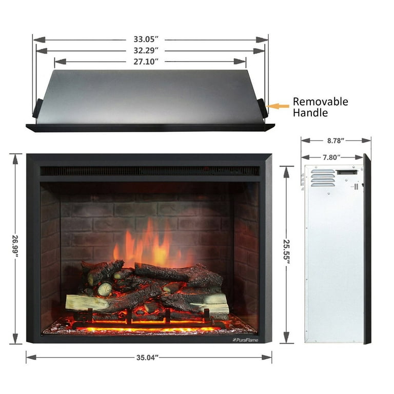 PuraFlame, Electric Fireplace Insert, EF45D, 33 inch, Crackling