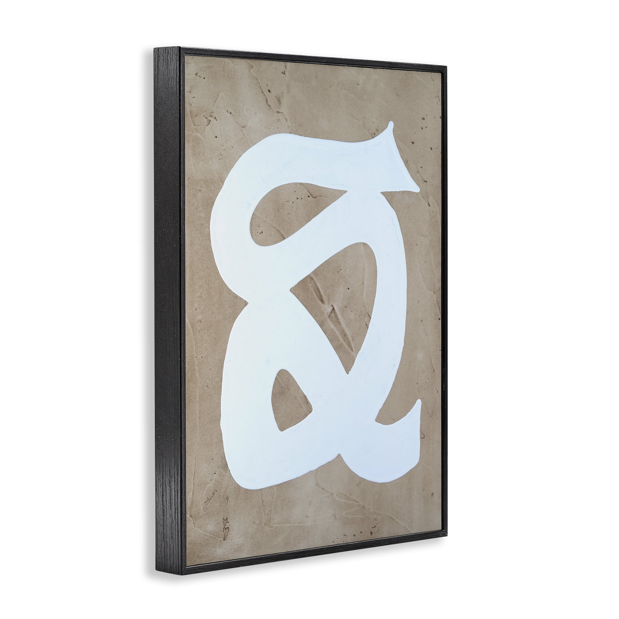 Stupell Industries Modern Swirl on Beige Abstract Painting Black Framed Art Print Wall Art, 16 x 24
