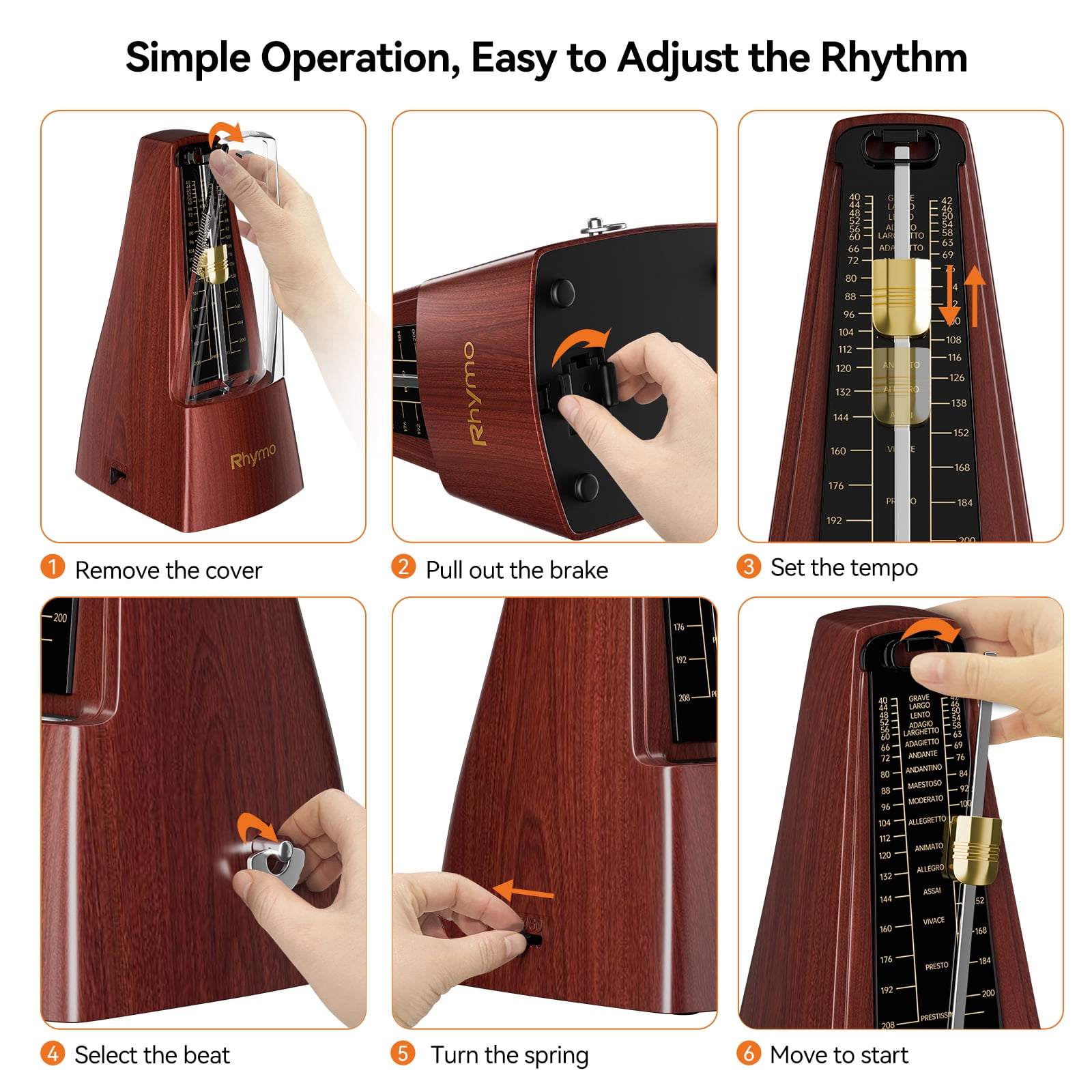 Mechanical Metronome for Piano, Guitar & Violin, Universal Metronome Instrument  Practice Tool, Classic Wind-Up Design, Loud Sound for Beginners