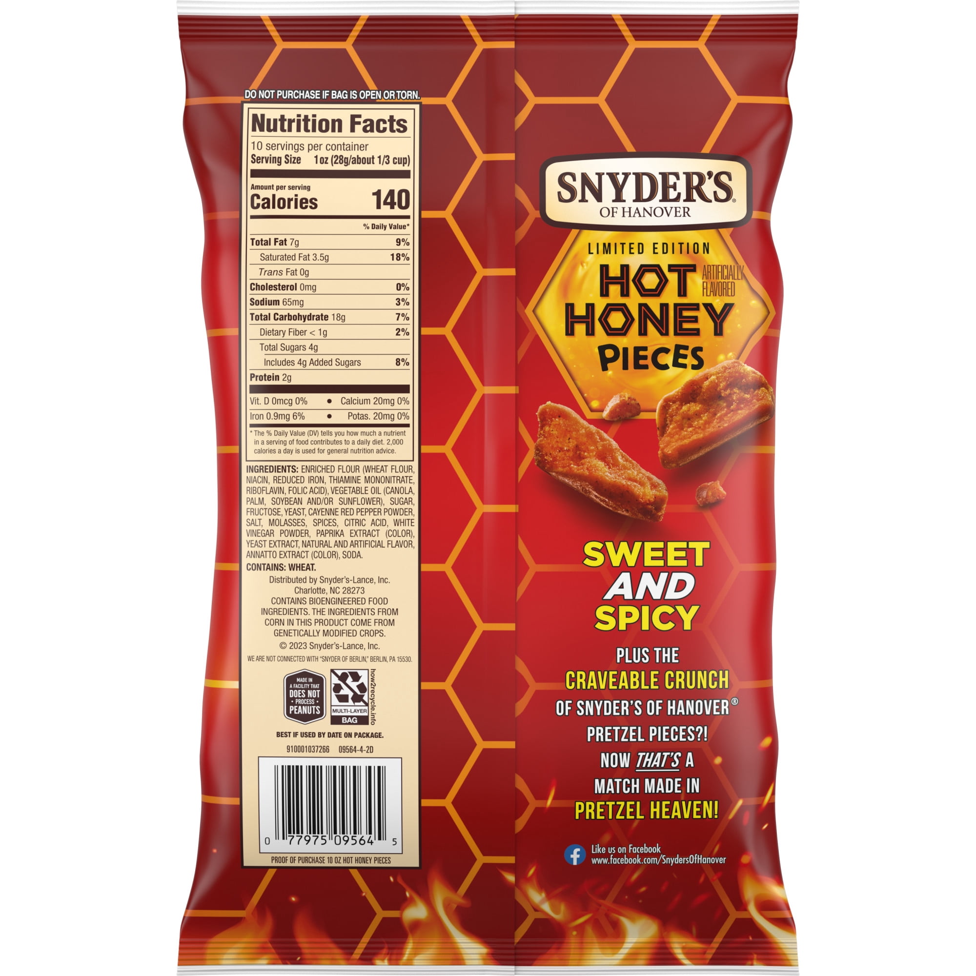 (2 pack) Snyder's of Hanover Pretzel Pieces, Hot Honey Flavored, 10 oz