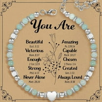 Inspirational Love Stone Bracelet for Women - Adjustable Beaded Bracelet with Heart Messages - Gift for Birthday, Valentine’s Day, Christmas Presentd