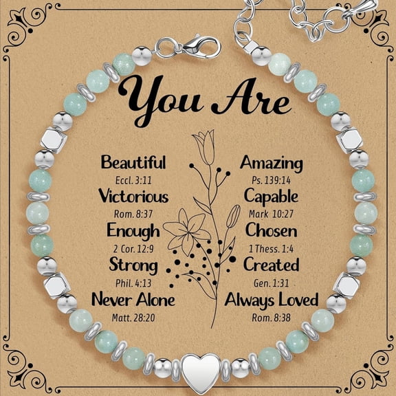 Inspirational Love Stone Bracelet for Women - Adjustable Beaded Bracelet with Heart Messages - Gift for Birthday, Valentine’s Day, Christmas Presentd