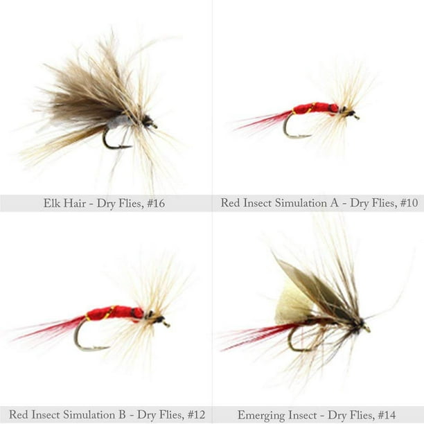 Mmirethe Fly Fishing Dry Flies Wet Flies Assortment Fishing Flies Assortment Kit Waterproof Fly Box Trout Fishing Other